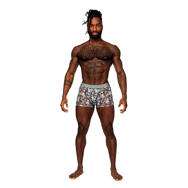 Male Power Sheer Prints Mesh Poly Spandex Seamless Short-Optical