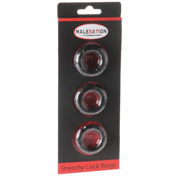 MALESATION Stretchy Cock Rings – Pack of 3 Black