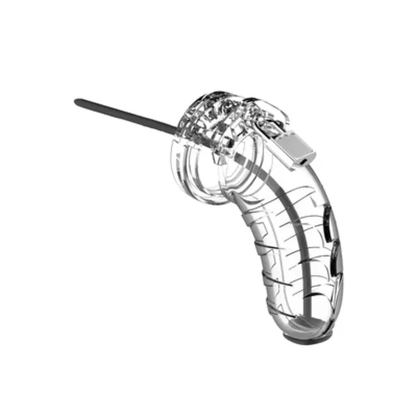 Man Cage Chastity Cock Cage With Urethral Sound Model 16 Clear 4.5 Inch / 11.5cm