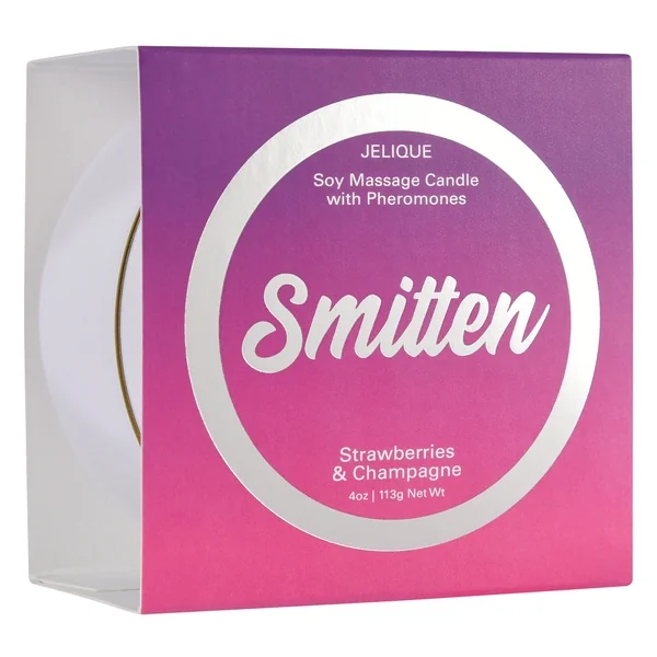 MASSAGE CANDLE W/ PHEROMONES SMITTEN STRAWBERRY & CHAMPAGNE 4OZ