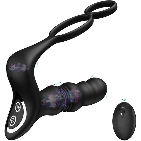Massager Masturbation 9 Frequency Remote Control Anal Vibrator with Cock Ring