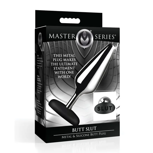 Master Series Butt Slut Metal & Silicone Butt Plug - Metal/Black