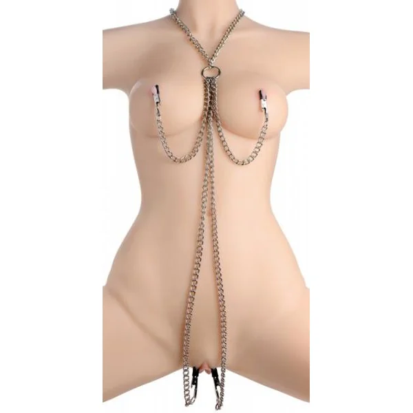Master Series Collar Nipple and Clitoris Clamp Set