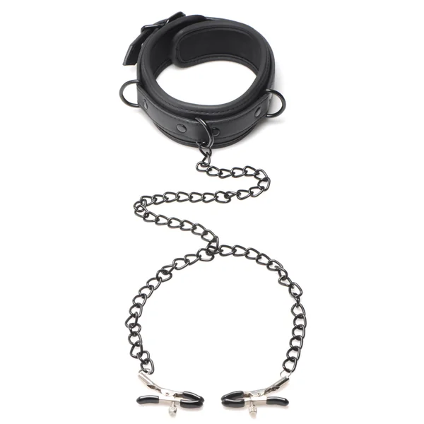 Master Series Collared Temptress Neoprene Collar & Nipple Clamps