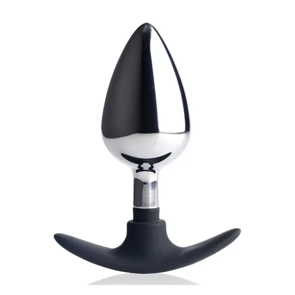 Master Series Dark Invader Metal and Silicone Anal Plug – Large – Silver