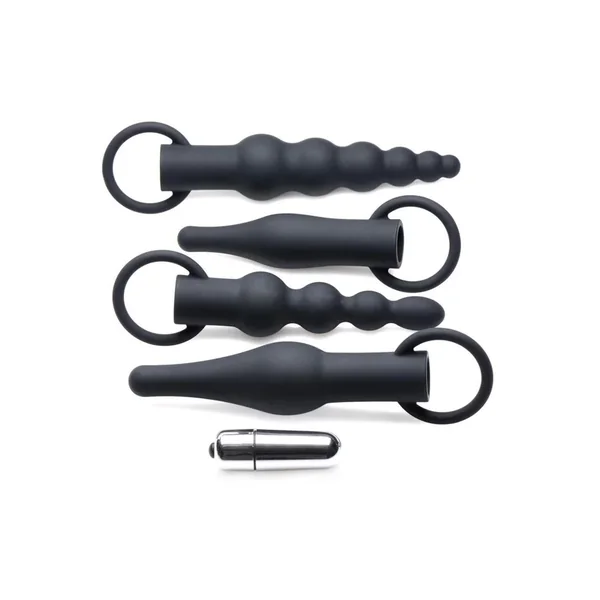 Master Series Premium Ranged Rimmers 3X Vibrating Silicone Rimming Anal Training Set (5 piece) – Black