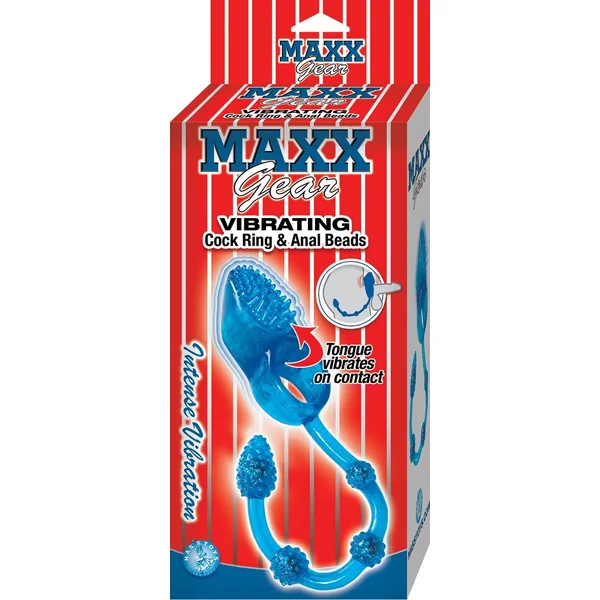 Maxx Gear Vibrating Cockring & Anal Beads - Blue