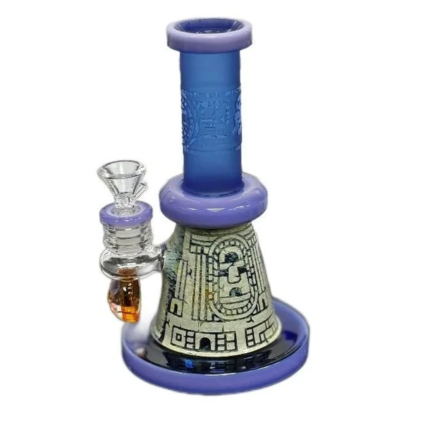 Mayan Etched Waterpipe With Drip Art