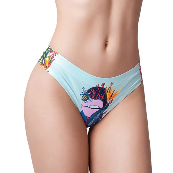 Mememe Botanic Panic Lips Printed Thong Xl
