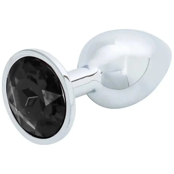 Metal Anal Plug - Anal Luxure - Silver Anal Plug - Black Stone
