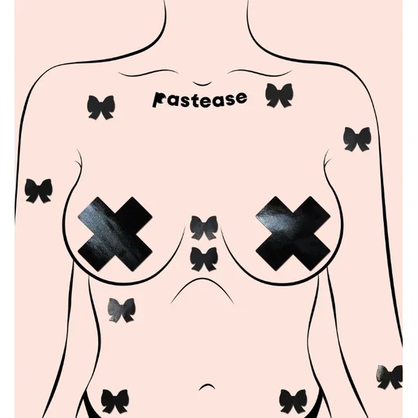 MINI BODY PASTIES 10PK FAUX PLEATHER BLACK