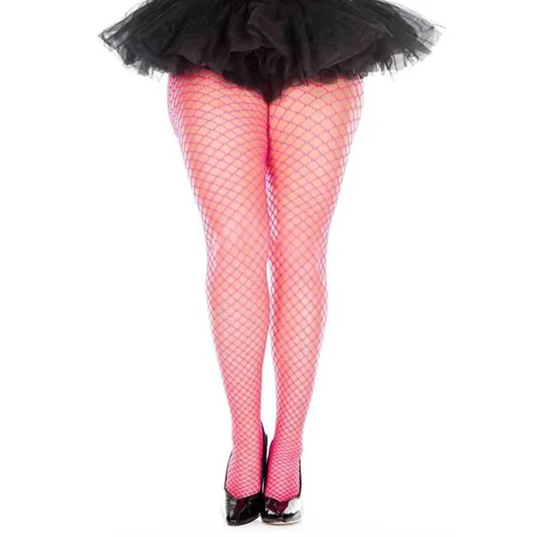 Mini Diamond Net Spandex Pantyhose - Queen Size - Hot Pink