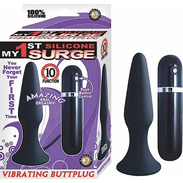 MY FIRST SILICONE VIB. BUTT PLUG BLACK