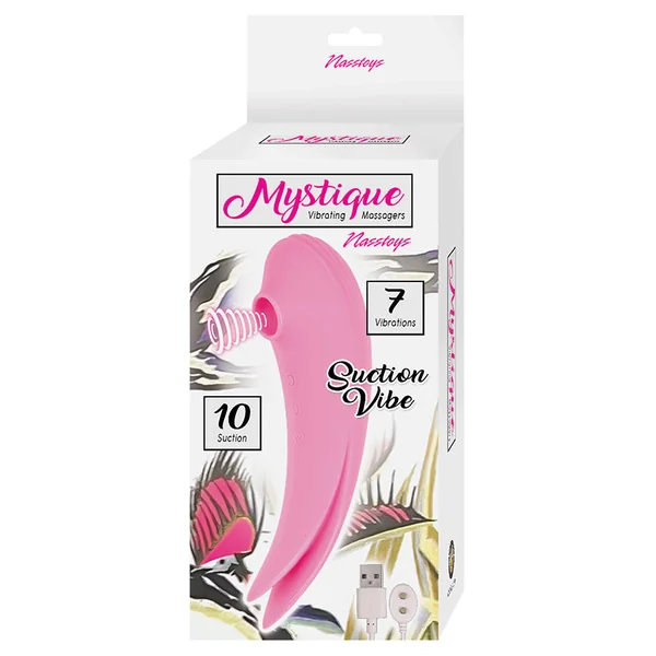 Mystique Suction Vibe Rechargeable Dual Ended Silicone Vibrator - Pink
