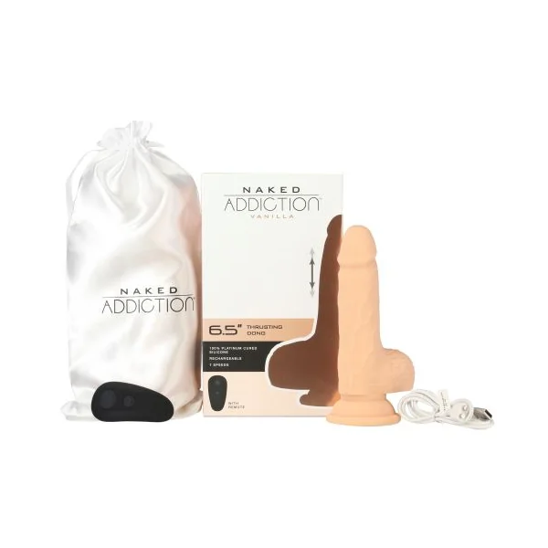 NAKED ADDICTION 6.5IN VANILLA THRUSTING DONG W/ REMOTE