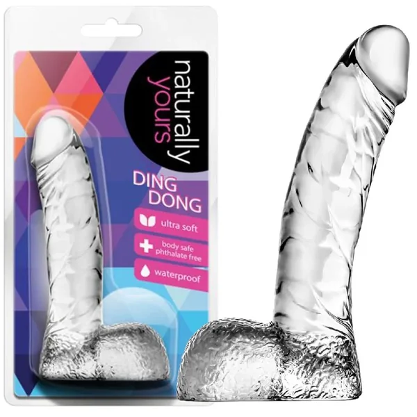 Naturally Yours Ding Dong Jelly Dildo With Balls Waterproof Clear