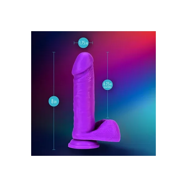 Neo Elite – 8 Inch Silicone Dual Density Cock with Balls – Neon Purple