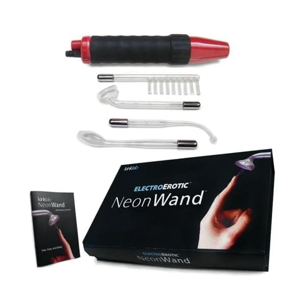 Neon Wand Electrosex Kit - Red and Black Handle Red Electrode