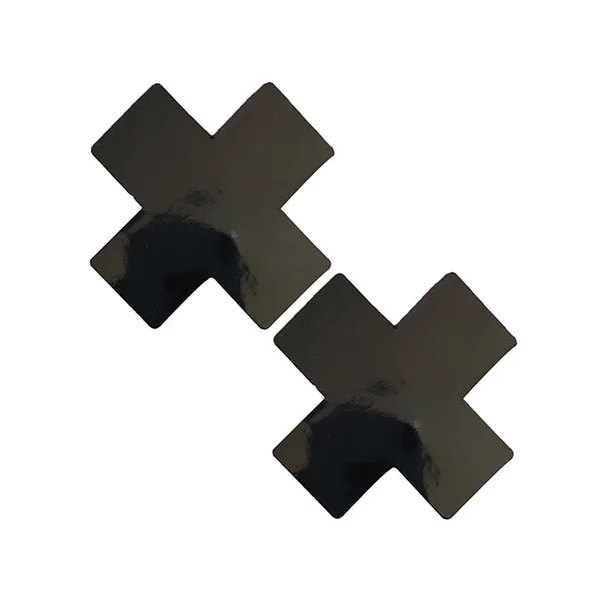 Neva Nude Dom Queen Status Wet Vinyl X Pasties - Black Qn