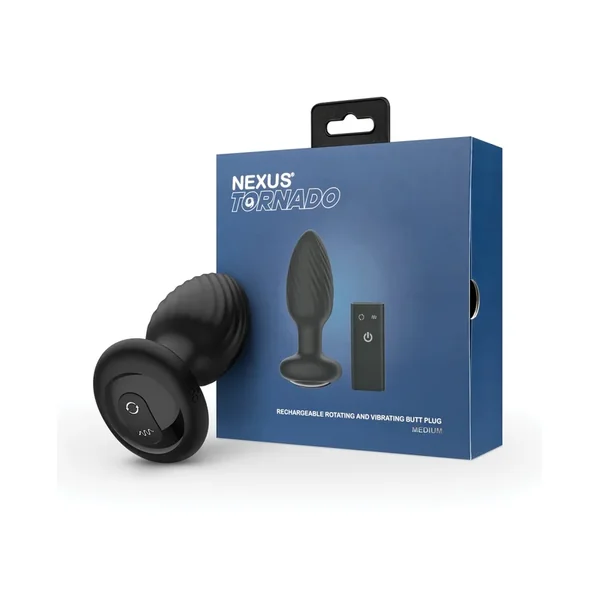 Nexus Tornado Rotating & Vibrating Medium Butt Plug w/Remote – Black