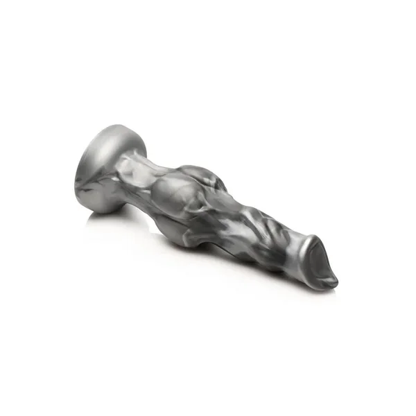 Night Prowler Silicone Dildo – Large – Silver/Black