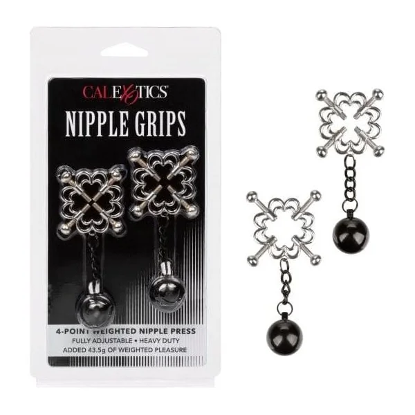 Nipple Clamps - CalExotics - Nipple Grips 4-Point Weighted Nipple Press