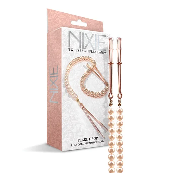 Nixie Pearl Drop Tweezer Nipple Clamps – Rose Gold