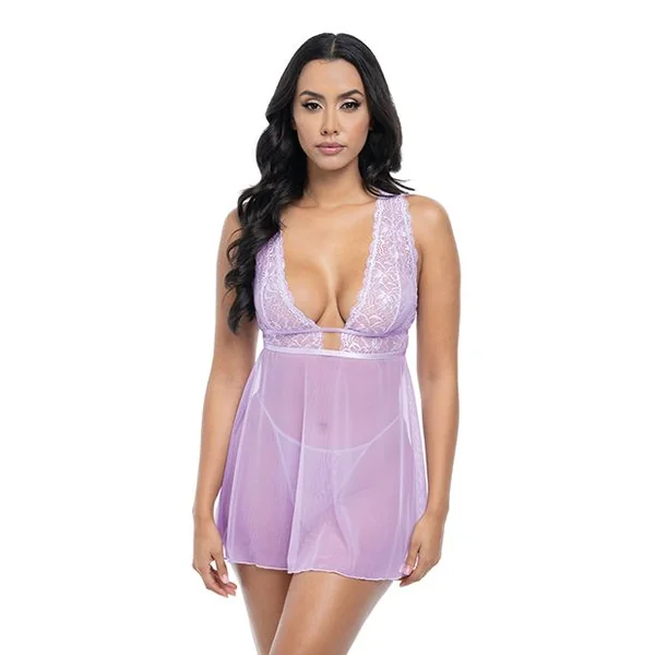 Oh La La Cheri Stassi Lace & Mesh Babydoll With G-String