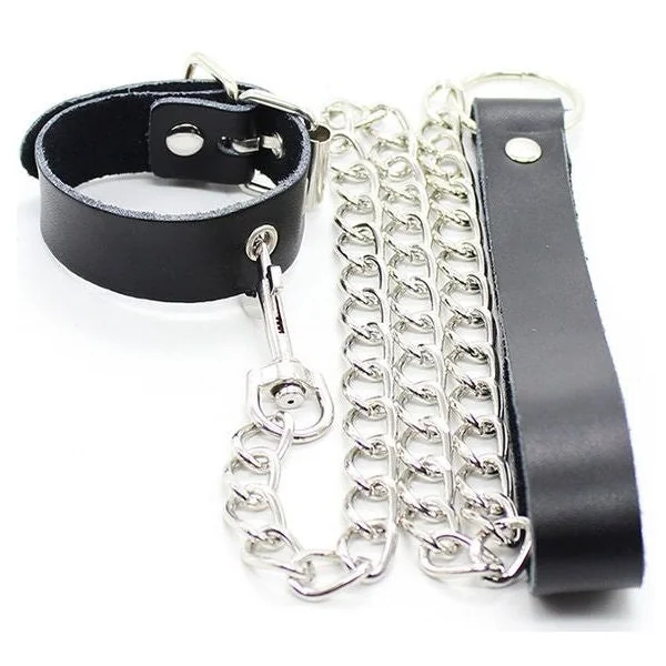 OHMAMA FETISH - PENIS NECKLACE AND LEATHER STRAP WITH METAL CHAIN