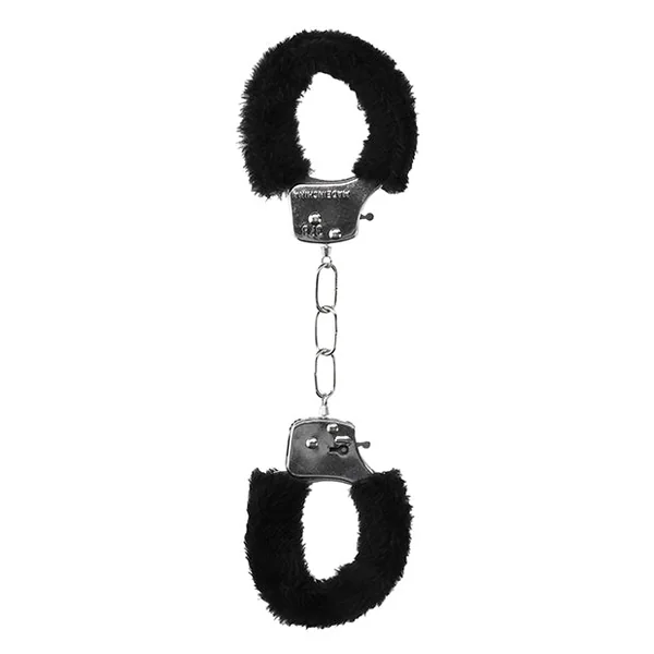 Ouch! Black and White Pleasure Furry Wrist Cuffs