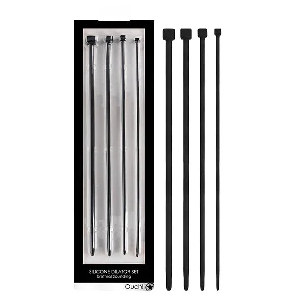 Ouch! Urethral Sounding Dilator Set – Black Silicone Urethral Sound Set – OU324BLK