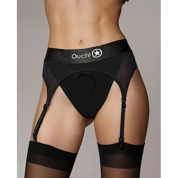 Ouch! Vibrating Strap On Thong With Adjustable Garters