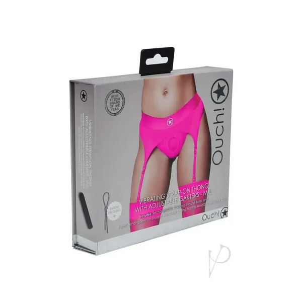 Ouch! Vibrating Strap-On Thong Rechargeable – M/L – Pink