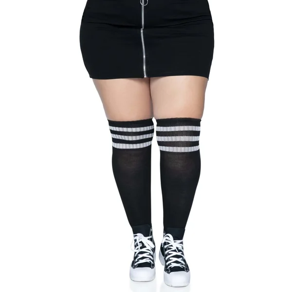 Over the Knee Athletic Socks -1x-2x - Black-white