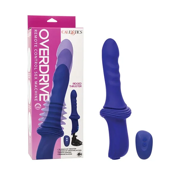 Overdrive Ridged Shaft Remote Control Sex Machine – Blue
