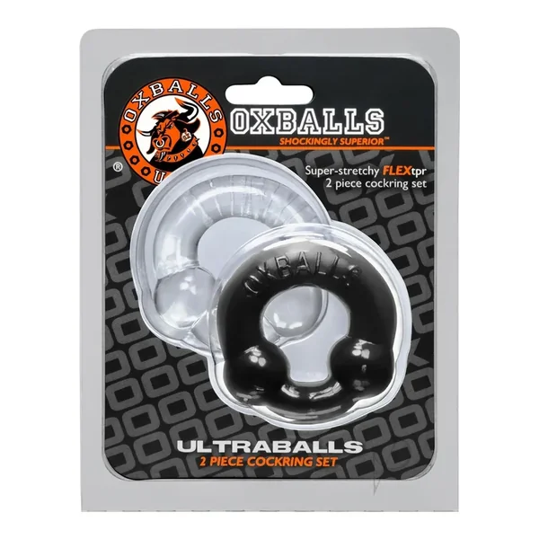 Oxballs Ultraballs Penis Ring Set 2 Each Per Set Black And Clear OxBalls