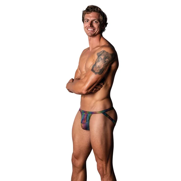 Pack & Play Jock w/Front Condom Pocket - Rainbow S/M