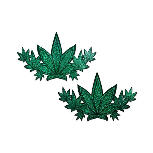 PASTEASE DEMI WEED GREEN GLITTER POT LEAVES BREAST COVER