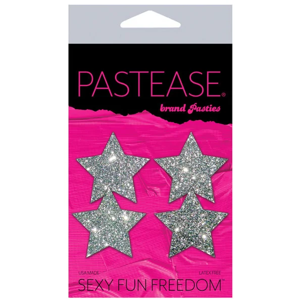 Pastease Premium Petites Glitter Star - Silver O-s Pack Of 2 Pair