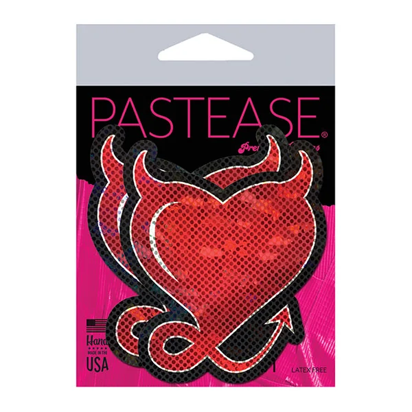 Pastease Premium Premium Devil Glitter Hearts W-horns & Tail - Red O-s
