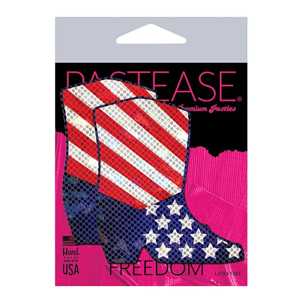 Pastease Premium Sparkling Stars & Strips Usa Cowboy Boot - Red-white-blue O-s