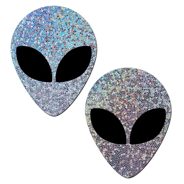PASTEASE SILVER GLITTER ALIEN W/ BLACK EYES
