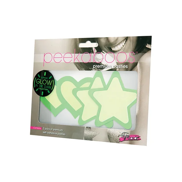 Peekaboos Glow In The Dark Hearts & Stars - Green 2 Pairs