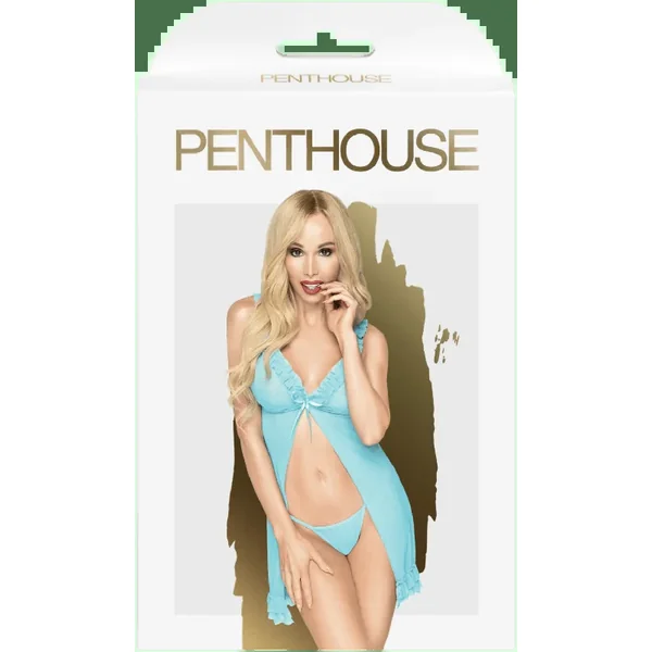 Penthouse After Sunset Turquoise Mini Dress with Thong