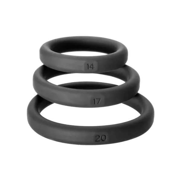 Perfect Fit Xact-Fit Silicone Ring Kit Assorted Size – Black (3 pack)