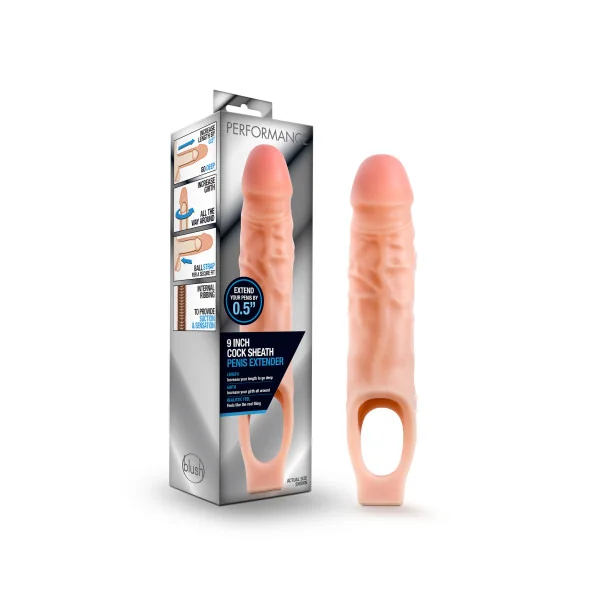 PERFORMANCE 9IN COCK SHEATH PENIS EXTENDER VANILLA