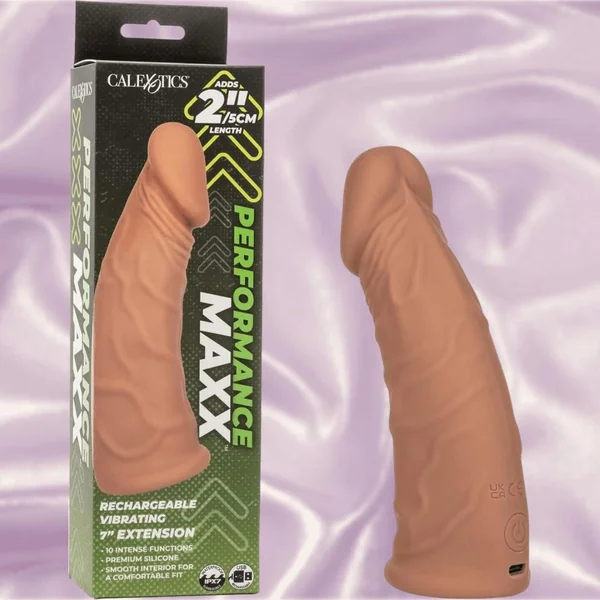 Performance Maxx Rechargeable Vibrating Extension-Brown 7"