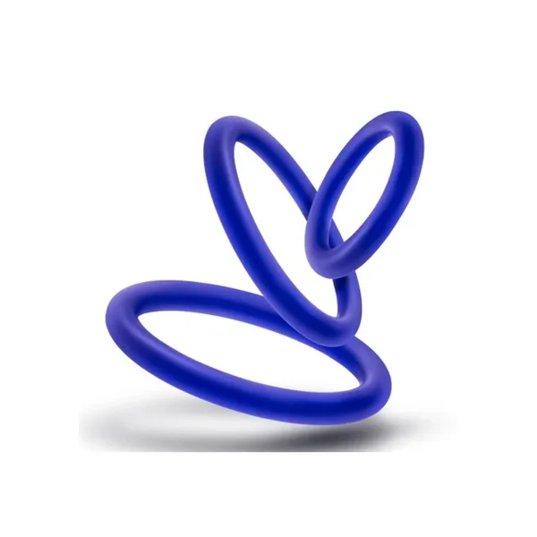 Performance VS4 Pure Premium Silicone Waterproof Cockring 3 Piece Set Indigo