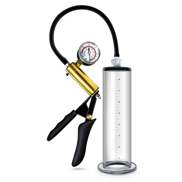 Performance VX6 Vacuum Penis Pump with Brass Pistol and Pressure Gauge 9.5in – Clear