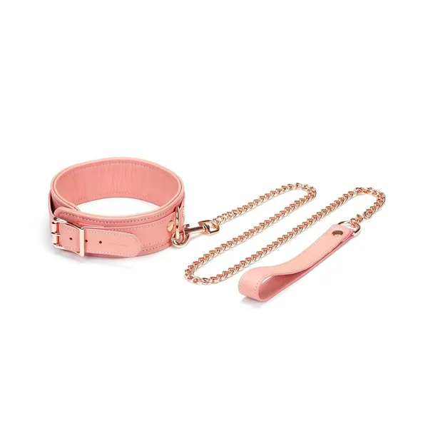 Pink Dream Collection Leather Collar with Leash